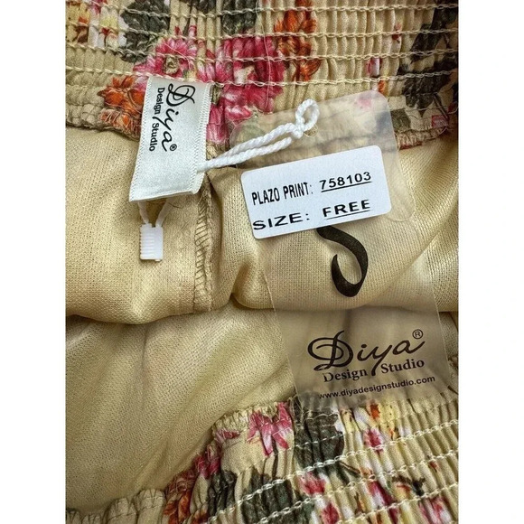 NWT Diya Palazzo Flowy Pleated Pants Wide Leg Floral Tropical Small beach summer - Picture 3 of 9